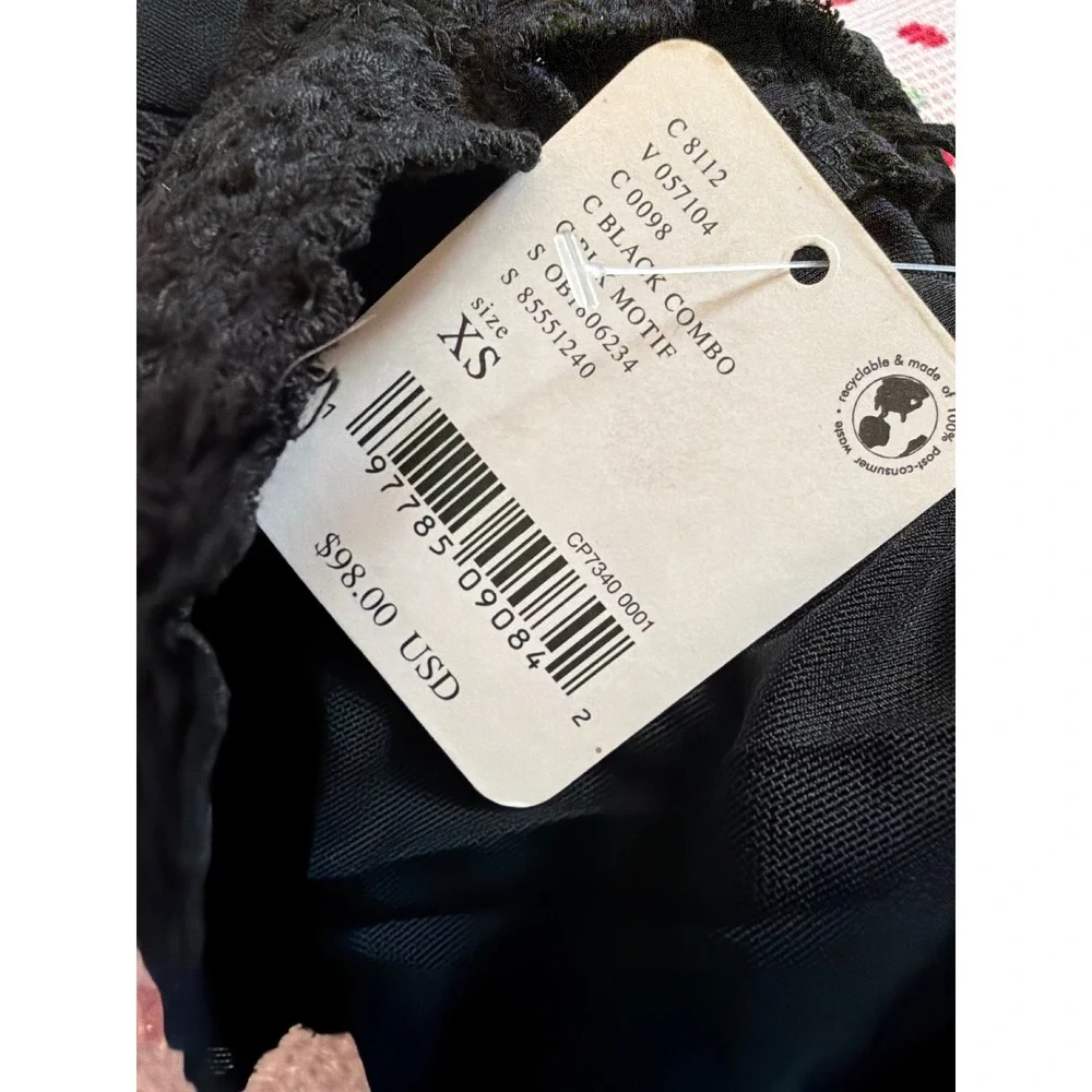 Free People Intimately Dark Motif Tunic Top Black Lace Mesh Long Sleeve XS NEW - Picture 5 of 5